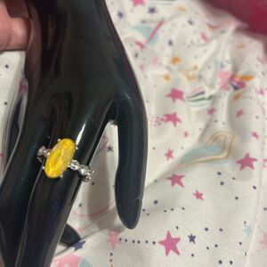 NWT Paparazzi Yellow Gemstone Ring with Silver Accents